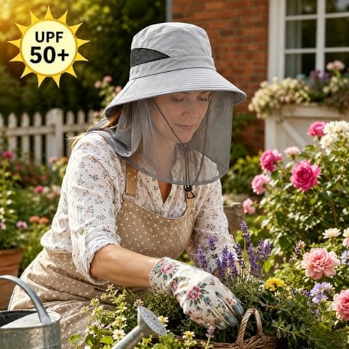 Mosquito Head Net Hat for Men Women, Midge Net Hat with Breathable Mesh, Foldable Anti Mosquito Fishing Hat, Quick Dry Safari Sun Hat with Insect Face Net for Camping Hiking Gardening (Gray) — view 5