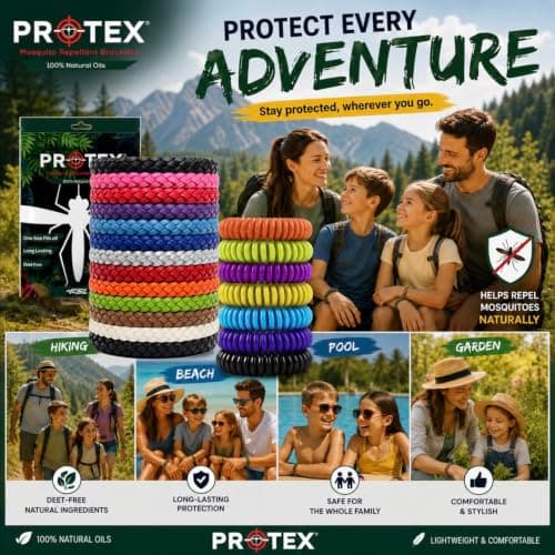 PR0TEX 20 Pack, Insect Repellent Bracelet, 13 Adjustable Woven Leather Bracelets, 7 Waterproof EVA Bands, DeetFree, Powerful Effective Protection, Mosquito Bug Repellent Bracelets for Adult & Kids — view 3