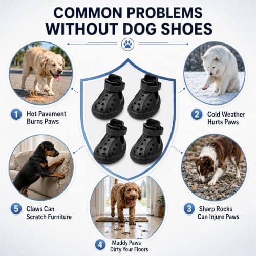 Dog Shoes for Medium Large Dogs, Adjustable Pet Paw Boots with Textured Sole, Lightweight Dog Booties for Walking and Outdoor Use, 4 Pack — view 2