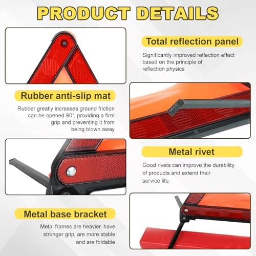 Warning Triangles for Cars 2 In 1 Emergency Car Breakdown Triangle Vest Kit — view 4
