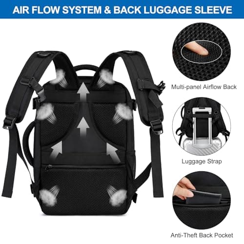 Cabin Bags 40x20x25 for Ryanair Underseat 20L Small Travel Hand Luggage Backpack Carry-ons Bag Cabin Size for Airplanes Flight Bag Travel Rucksack Fit 14 Inch Laptop with USB Charging Port-Black — view 6