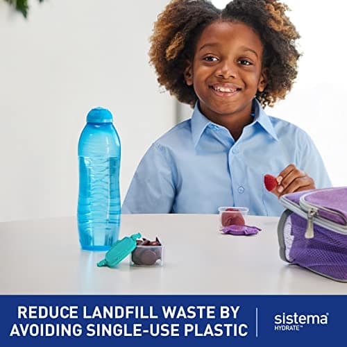 Sistema Squeeze Twist 'n' Sip Sports Water Bottles | 460 ml | Leakproof Kids Water Bottles | BPA-Free | Blue | 4 Count — view 2