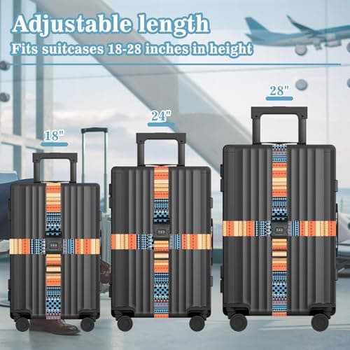 2 PCS Luggage Straps, Suitcase Straps with Lock, Adjustable Suitcase Straps, Thick Suitcase Belt Strap, Heavy Duty Luggage Straps, Lockable Luggage Straps for Suitcases — view 3