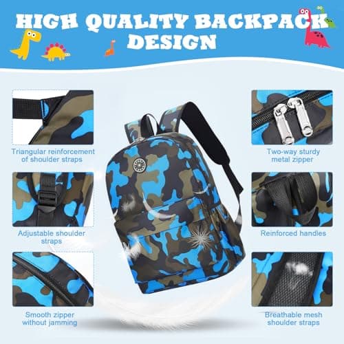 Aucuu Kids Backpack, Camouflage School Backpack, Boys Girls Toddler Primary School Bag, Waterproof Nylon Rucksack, Casual Daypack, Book Bag for Campus Outdoor Travel Sports — view 5