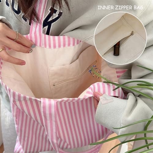 WSXQAZ Large Beach Bag, Summer Beach Tote Bags for Women (Pink) — view 6