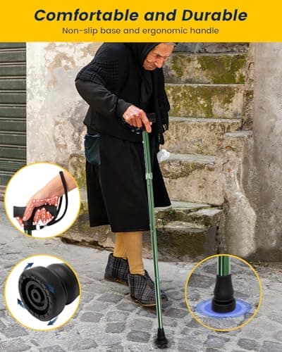Walking Stick for Women, Adjustable Folding Walking Sticks for 5.2FT-6.1FT Ladies, 5-Section Different Size Collapsible Cane for Elderly — view 4