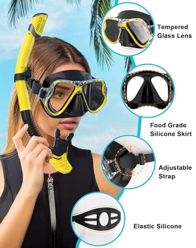 Karvipark Dry Snorkel Set, Anti-Fog Scuba Diving Mask, Panoramic Wide View Diving Goggle, Easy Breathing and Professional Snorkelling Gear for Adults — view 5