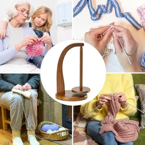 KULSUM Yarn Holder for Crochet Accessories - Wooden Yarn Spinner, Rotatable Magnetic Levitation Yarn Ball Storage, 2024 Wool Yarn Winder for Crocheting and Knitting Accessories Gifts (Log Color) — view 5