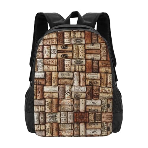 GaxfjRu Wine cork Print Large Capacity Travel Backpack Carry On Flight Approved Laptop Backpack-Personal Item Travel Bag, Black, One Size