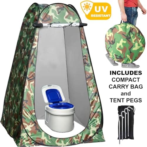 Buystarget Portable Pop Up Tent Outdoor Camping Toilet Tent Camouflage Shower Space Privacy Foldable Changing Shelter Lightweight Compact Easy Set Up Waterproof Durable Camping Beach Hiking Festivals — view 2