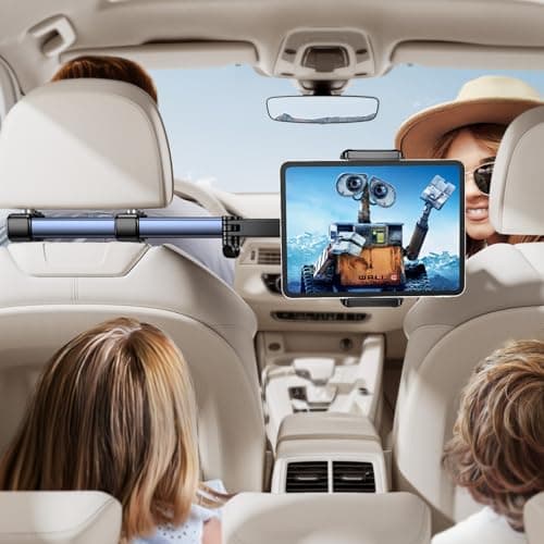 TRYONE Headrest Tablet Holder for Car Accessories : [18.11-inch Long Arm] 3-in-1 Backseat Tablet Holder for Kids Road Trip Compatible with iPad Switch Smartphones & Tablets or Other 4.7-13" Devices
