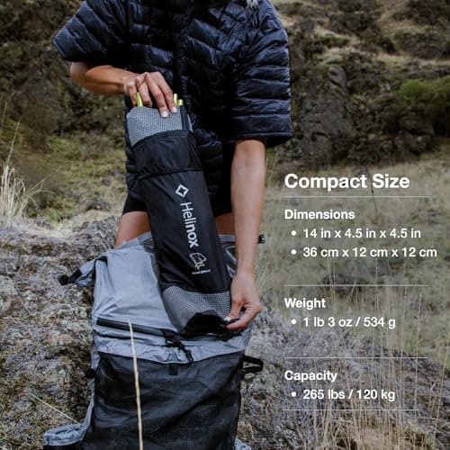 Helinox Chair Zero LT, 1.12 lbs Lightweight Camping Chair, Durable Ripstop, Compact Size, Portable and Packable Seat, Strong and Ultralight Frame, Backpacking Travel Essential, Cyan — view 4