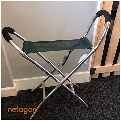 Netagon Lightweight Folding Portable Walking Stick Chair Seat Stool Ideal for Hiking Camping Fishing Travel (Green) — view 2