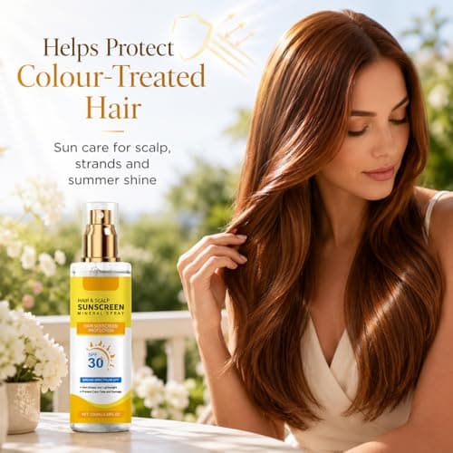 Ginger Hair & Scalp Sunscreen Spray SPF30 - Mineral UV Protector, Non Greasy Weightless Mist with Keratin Panthenol, 100ml Sun Protection for Colour-Treated Strands, Beach & Travel — view 4