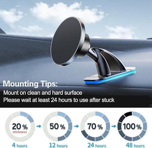 volport Double-Sided Sticky Adhesive Pads for Dashboard Magnetic Car Phone Holder Base, Heat Resistant Rectangle Extra Strong Mounting Tape Replacement Sticker for Magnet Car Mount, 5 Pack — view 5
