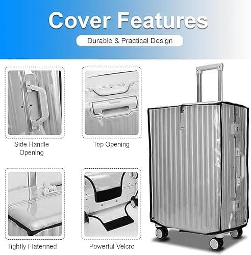ATEK PVC Suitcase Cover, Clear Luggage Cover Protector, Waterproof Travel Suitcase Cover, Transparent Scratch-Resistant Luggage Case Protector, Reusable Dustproof Baggage Cover for Travel and Storage — view 4