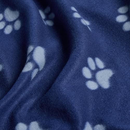OHS Pet Paw Print Dog Blankets Washable Polar Fleece Blanket, Blue — view 4