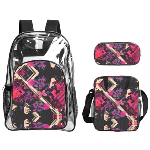 WZYCWB floristry Patterned backpack set (lunch bag and pencil case) | Perfect for school, work, business trips, and travel.