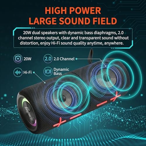 2 in 1 Magnetic Dual Splittable Bluetooth Speaker, IPX6 Waterproof Split Portable Wireless Speaker with 20W Loud Stereo Sound ,Bluetooth V5.3, 24H Playtime, Multiple pairing for Home,Outdoor or Travel — view 6