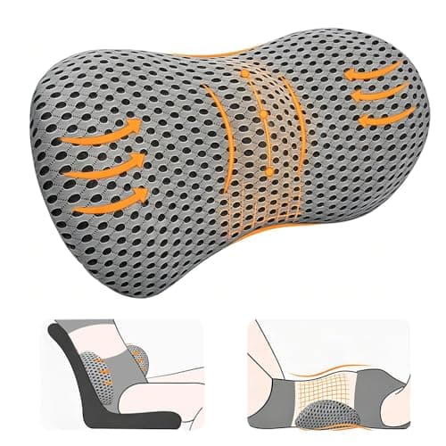 Jonuin Lumbar Support Pillow for Lower Back Pain Relief, Breathable 3D Mesh Back Support Cushion, Lumbar Support Cushion, Ergonomic Waist Support Pad for Office Chair, Driving, Travel
