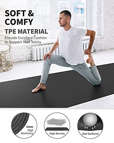 CAMBIVO Extra Wide Yoga Mat for Hardwood Floors & Home HIIT - 81cm Large TPE Exercise Mat with High-Density Cushioning for Sensitive Joints - Non-Slip Fitness Mat for Pilates (Carry Strap Included) — view 4