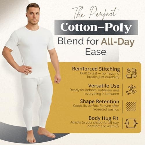 J & A MARTS Men’s Thermal 2 Pack Underwear Vests Sleeveless Tops- Warm Cotton Blend Base Layer Vest Winter– Soft Lightweight Underwear Shirt Men–Thermal Undershirt (2-Sleeveless-White- Small) — view 3