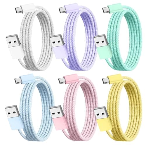 6pcs USB C Charger Cable, 3FT Multicolor USB A to Type C 60W Fast Charging
