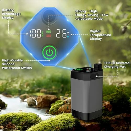 MEKO Portable Camping Shower, Rechargeable 6000mAh Shower Pump,3+1 Modes — view 3