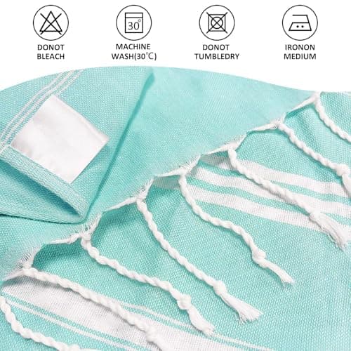Ouxiaobai Turkish Beach Towel Oversized - 40"x70" Quick Dry Sand Free Thin Beach Towels for Adults, Extra Large Lightweigh Travel Towel(Aqua) — view 5