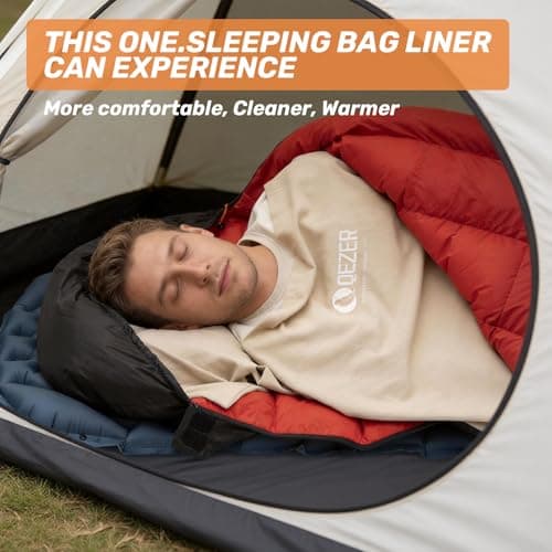 QEZER Sleeping Bag Liner, Ultralight Travel Sheets, Soft & Portable Large Sleeping Bag Liners for Adults silky soft and with a practical zipper easy to store (KHAKI) — view 6