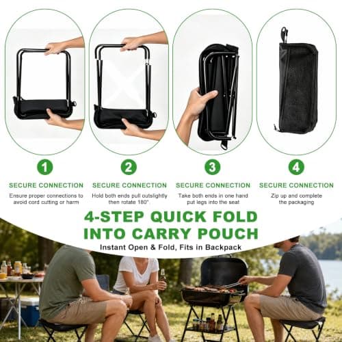 VidFair Camping Stool, Folding Stools, Portable Small Folding Stool Lightweight Mini Collapsible Stools Foldable Chairs for Camping Chair Travel Picnic Hiking Fishing Seats, Black — view 5