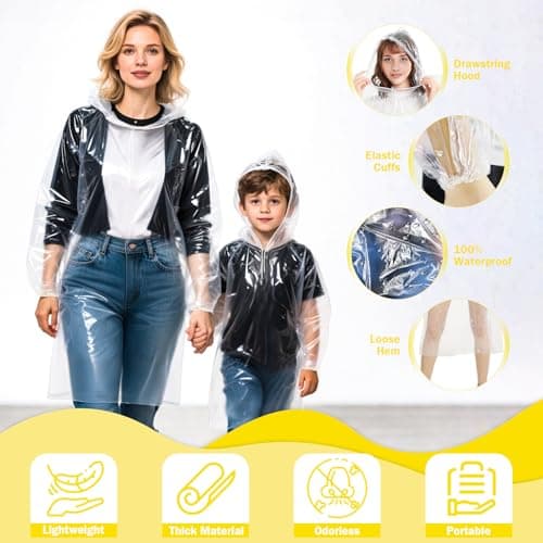 JuanYi Disposable Rain Ponchos for Family 4 Pack Thicker Waterproof Ponchos — view 2