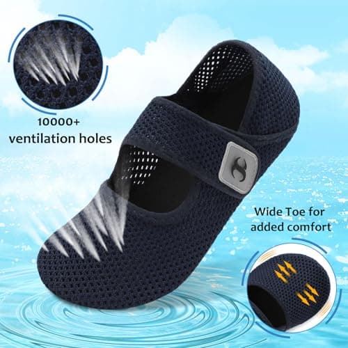 JOINFREE Lightweight Womens Mens Summer Shoes for Holiday & Travel Non-Slip Barefoot Water Shoes for Beach, Pool & Seaside Breathable Indoor Outdoor Summer Slippers MutiBlue Size 4.5-5.5 — view 3