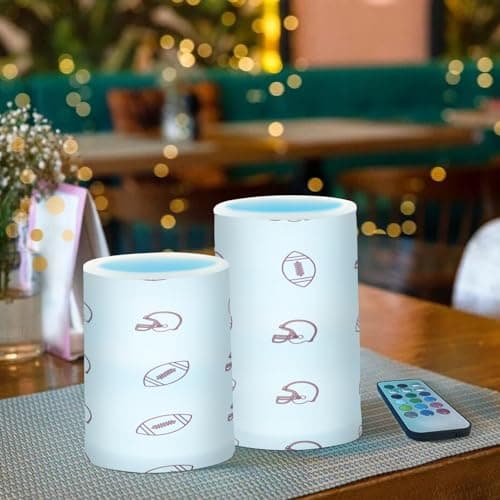 xigua Flameless Candles, Sporty Maroon Motif Flickering LED Candles,2 Pack Battery Operated Candle with 18-Key Remote or Wedding, Table, Halloween, Christmas Decor — view 6