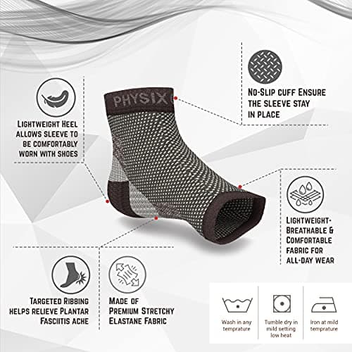 Physix Gear Sport Fascitis Plant Socks, Best Compression Stockings for Men and Women to Relieve Foot Pain Compression Socks Improve Circulation, 1 Pair, L/XL, — view 5