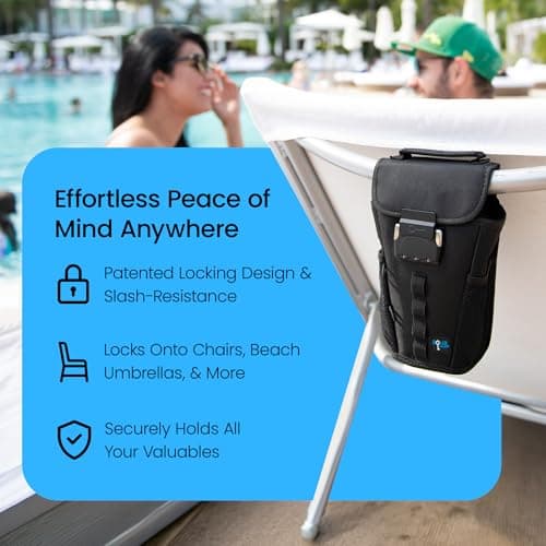 FlexSafe Aquavault | Beach Chair Vault | Anti Theft Combination Lock | 3 Digit Programmable Lock | Water Resistant, Slash Resistant and RFID Blocking (Black) — view 4