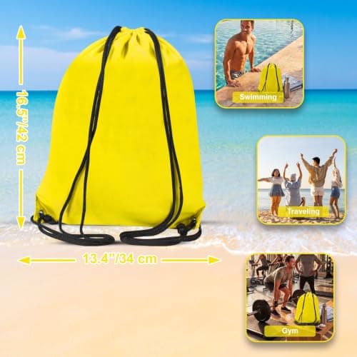 WESTWOOD FOX Drawstring Gym Bag String Bags Gym Sack Backpack PE Bags for Women Men Trainer Swimming Bag Travel Beach School Holidays Suitable for Sports,kids,Boys,Girls (Yellow) — view 4