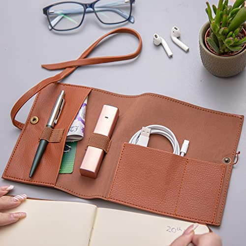 aztex Debossed Faux Leather Travel Cable Organiser, Personalised with Initials, 30 x 16 x 2cm, Brown — view 2