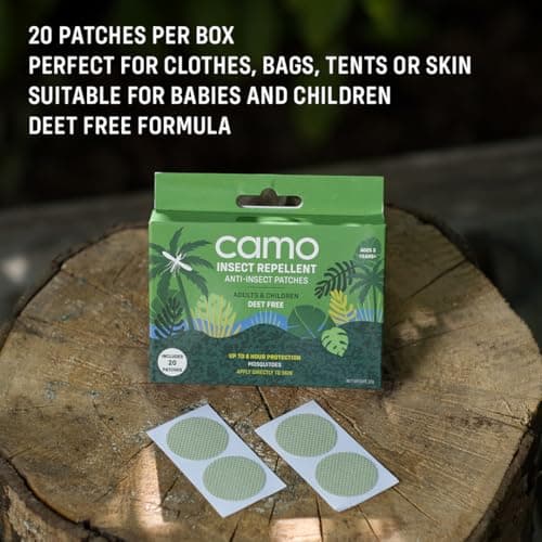 CAMO Anti Insect Patches, Mosquito, Midges & Biting Insects | x20 | Baby & Child Friendly | 100% Natural | 8 Hours Protection. — view 2