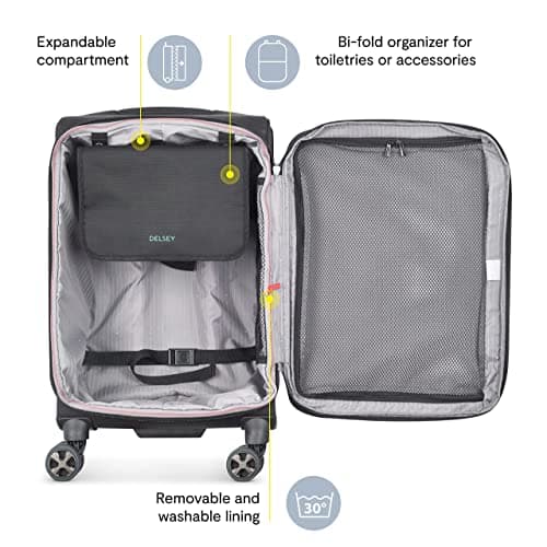 DELSEY PARIS Helium DLX Softside Expandable Luggage with Spinner Wheels, Navy Blue, Carry on 20 Inch, Helium DLX Softside Expandable Luggage with Spinner Wheels — view 3