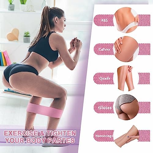 Fabric Resistance Bands for Working Out, 5 Levels Booty Bands for Women Men, Cloth Workout Bands Resistance Loop Exercise Bands for Legs Butt at Home Fitness, Yoga, Pilates — view 2