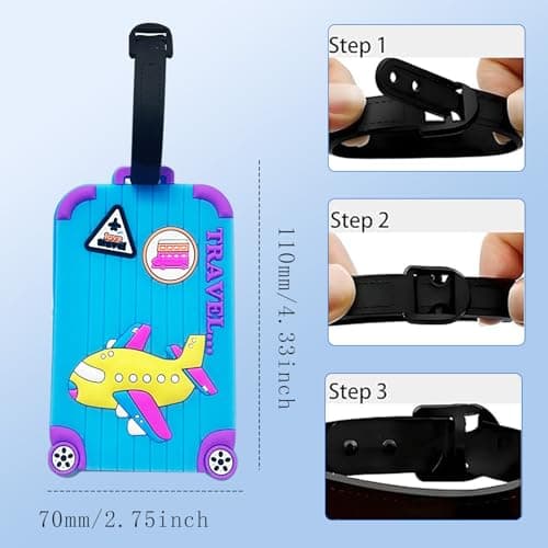 5 Pcs Luggage Tags,Colourful Suitcase Tags with Name ID Card,Silicone Luggage Tag- Perfect for Travellers — view 4