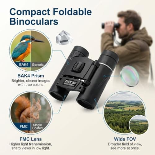 200x25 Compact Binoculars for Adults and Kids Mini Pocket Binoculars — view 4