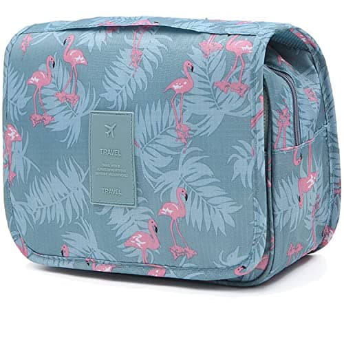 Travel Toiletry bag, Hanging Toiletries Wash Bag Makeup Cosmetic Organizer Bags for Women Girls Kids Waterproof Foldable (Flamingo)