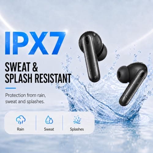 Wireless Earbuds, Bluetooth 5.4 In-Ear Headphones with 13mm Drivers, Hi-Fi Stereo Deep Bass, ENC Noise Cancelling Mic, 40H Playtime, IPX7 Waterproof, USB-C Earphones for iOS Android (Piano Black) — view 6