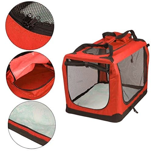 Petbarn Portable Soft Fabric Pet Carrier Folding Dog Cat Puppy Travel Transport Bag (Extra Large, Red) — view 3