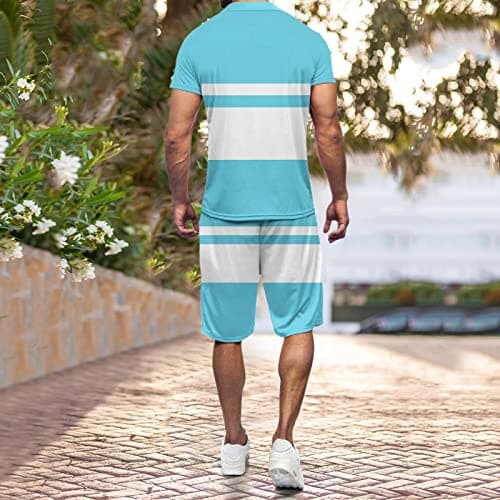 Mens Hawaiian Shirts and Shorts Set Sportswear Short Sleeve Outfit Track Suits Men Set Trousers Two-Piece Outfits for Men Sweat Outfit Sets Loungewear for Travel — view 5