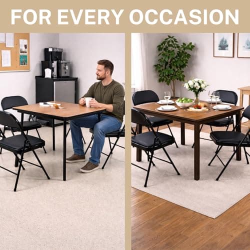 Sakusei Tools Premium Padded Folding Chair with Faux Leather Cushion – Heavy Duty Metal Frame, Foldable Back Rest Chair for Home, Office, Garden, or Computer Desk – Comfortable Cushioned Seat — view 5