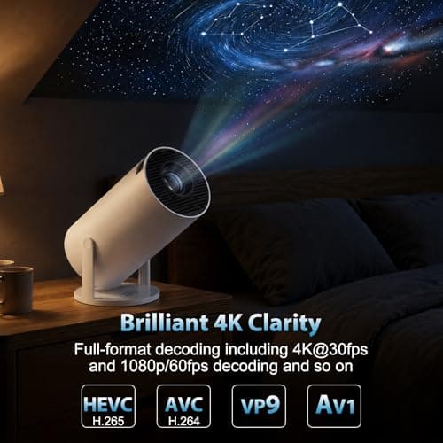 M.J COMFY-LIFE Mini Projector, Short Throw Projector 4K Supported, Bluetooth Projector with WiFi 5 & YouTube, Auto Keystone, Outdoor Movie Proyector for Bedroom Garden Wall — view 3