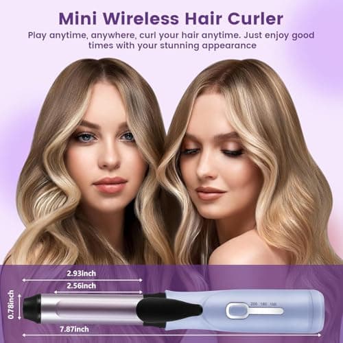 Mini Cordless Curling Wand, 20mm Portable Travel Curling Tongs with 3 Temperature Levels, USB Rechargeable Hair Curling Iron Fast Heating & Ceramic Coating Hair Curler for Women Short & Medium Hair — view 5